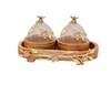 POSH DIKUR SW0001 Twin Wooden Bowls Set with Glass Cloche