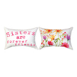 Polyester Word Pillow SISTERS ARE FOREVER – 12.5x8 Inch Decor by Manual Woodworkers
