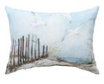 Manual Woodworkers Beach Path Throw Pillow – “Coastal Shores” Seagull Design for Patio or Porch