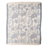 Manual Woodworkers Ocean Life Throw – 48x60 Soft Rayon with Sea Creatures Print