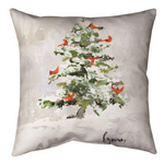 Rustic Tree and Bird Pillow – Red Cardinal Design 18x18 inch by Manual Woodworkers