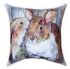 Farmhouse Animal Pillow – Kissing Bunny Outdoor Cushion, 18"