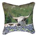 Manual Woodworkers Southwestern Pillow – Longhorn & Bluebonnets 18" Climaweave