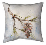 Outdoor Pillow Pinecone in Winter Design - 18"Climaweave Polyester by Manual Woodworkers