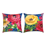Outdoor Pillow Rooster Bouquet Floral - 18" Climaweave Polyester by Manual Woodworkers