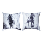 Outdoor Pillow - Rustic Stallion Design - 18" Climaweave Polyester by Manual Woodworkers