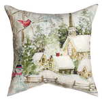Outdoor Pillow - Snow Church Cardinal Design - 18" Climaweave Polyester by Manual Woodworkers
