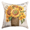 Garden Throw Pillow - 18" Sunflower Bouquet Motif - Durable Polyester