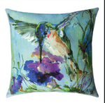 Outdoor Floral Bird Design - 18" Weather-Resistant Pillow by Manual Woodworkers