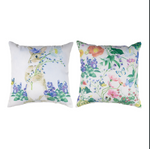 Spring Outdoor Pillow - 18" Pink Bunny Theme Polyester Fabric by Manual Woodworkers