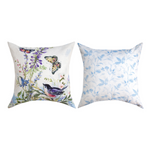 Bird and Butterfly Print - 18" Pillow Climaweave Patio Outdoor Use by Manual Woodworkers