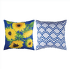 Outdoor Pillow - Blue Sunflower and Zigzag Pattern - 18" Climaweave Fabric