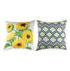 Outdoor Pillow - White Sunflower Zigzag Design - 18" Climaweave Fabric