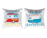 Happy Campers Decorative Pillow Enjoy the Journey – 12 Inch by Manual Woodworkers