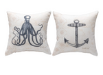 12 Inch Pillow Nautical Wonder Design – Beach Home Accent by Manual Woodworkers
