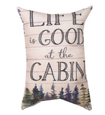At The Cabin Design Pillow 13x18 inch Polyester by Manual Woodworkers