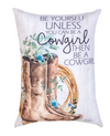 Home Accent Pillow 13x18 – Cowgirl Quote Design Cushion
