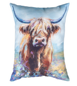 Highland Cow Design Pillow 13x18 Inch Climaweave by Manual Woodworkers