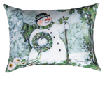 Snowman Climaweave Pillow – Season’s Frost Winter Accent 18x13 inch by Manual Woodworkers