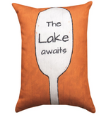 The Lake Awaits Climaweave Pillow – Rustic Lakefront Accent 13x18 inch by Manual Woodworkers