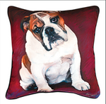 Puppy Print 18 Inch Decorative Pillow – Bulldog Baby Design by Manual Woodworkers