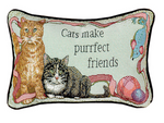 Feline Follies Quote Pillow – 12.5x8 inch Cotton Polyester Accent by Manual Woodworkers