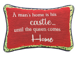 Word Pillow A Man's Castle – 12.5x8 Inch Cotton-Poly Blend by Manual Woodworkers