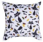 Manual Woodworkers Crow & Pumpkin Fall Pillow – 9x9 inch Halloween Accent