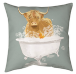 Manual Woodworkers Country Pillow – Funny Highland Cow 18" Square