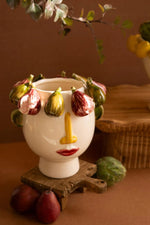 Glazed Ceramic Head Vase 10.5"H for Mediterranean Decor by Kalalou