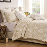 Greenland Home Fashions 2-Piece Twin/XL Coverlet Set – Natural Woven Polyester Quilt 68" x 88" with Sham 20" x 26"