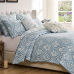 Greenland Home Fashions 2-Piece Twin/XL Coverlet Set – Sky Blue Quilt 68" x 88" with Pillow Sham 20" x 26"
