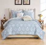 Greenland Home Fashions 3-Piece Coverlet Set – Sky Blue Woven Polyester Quilt with Matching Pillow Shams