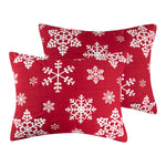 Greenland Home Fashions Snowflakes Sham – Standard Quilted Holiday Pillow Cover in Red & White with Nordic Snowflake Design