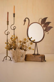 Forged Iron Swan Tabletop Mirror With Antique Copper Finish 23