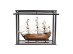 Old Modern Handicrafts T033B HMS Victory Midsize With Display Case Front Open