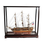 USS Constitution Model with Display Case – 31.5" Tall Handcrafted Ship Combo By Old Modern Handicrafts