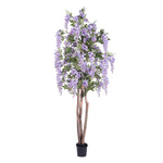 Vickerman T133000-07 7' Artificial Purple Wisteria Tree In Black Planters Pot.