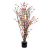 Vickerman T133003-06 4' Artificial Hot Pink Blossom Tree In Black Planters Pot.