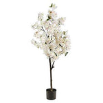 Nearly Natural T2722-WH 5’ Cherry Blossom Artificial Tree, White