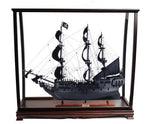Old Modern Handicrafts Black Pearl Pirate Ship Large With Table Top Display Case