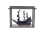 Old Modern Handicrafts Black Pearl Pirate Ship Midsize With Display Case Front Open