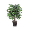 Vickerman TBU0140-0414 4' Artificial Ficus Bush Square Willow Basket.