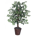 Vickerman TBU0240 4' Artificial Variegated Ficus Bush Rattan Basket