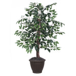 Vickerman TBU0240-RB 4' Artificial Variegated Ficus Bush Brown Plastic Container.