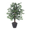 Vickerman TBU0240-RG 4' Artificial Variegated Ficus Bush Gray Round Plastic Container.