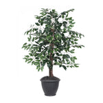 Vickerman TBU0240-RG 4' Artificial Variegated Ficus Bush Gray Round Plastic Container.