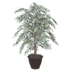 Vickerman TBU1340-RB 4' Artificial Variegated Smilax Bush Brown Plastic Container.