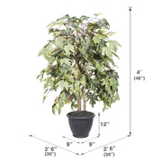 Vickerman TBU1740-RG 4' Artificial Frosted Maple Bush Gray Round Plastic Container.