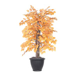 Vickerman TBU2240-RG 4' Artificial Golden Aspen Bush Gray Round Plastic Container.